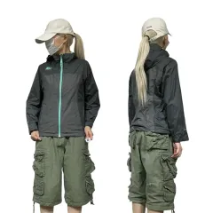 THE NORTH FACE ザノースフェイス チャコール ミントコア オーバーサイズ オールドスクール フード ウィンドブレーカー トラック ジャケット Mのサムネイル