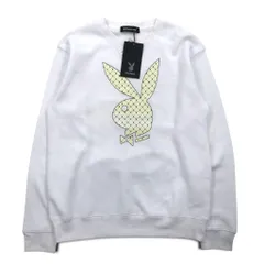 PLAY BOY ロゴプリント クルーネック スウェット L ホワイト コットン 裏起毛 未使用品のサムネイル