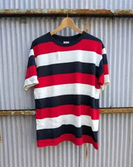新作 Cushman クッシュマン 26893 50s BORDER TEE 【WHITE x BLACK x RED】半袖 ボーダーTシャツ【サイズ L】新品のサムネイル