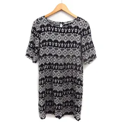 アーバンリサーチ サニーレーベル URBAN RESEARCH Sonny Label フレア ワンピース ミニ 幾何学模様 ボートネック 透け感 五分袖 F 黒 ブラック /NT35のサムネイル