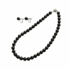 ミツコシ MITSUKOSHI ジェット ネックレス アクセサリー イヤリング セット 両耳用 Silver925 黒 ブラック ■GY11 /MQのサムネイル