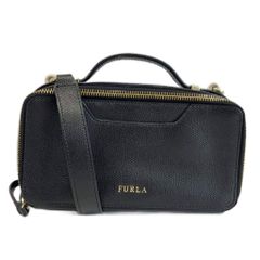 極美品】FURLA 2way ハンドバッグ ショルダーバッグ レザー ブラック
