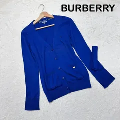 BURBERRY BLUE LABEL バーバリーブルーレーベル ウエストリボン ロング ニット カーディガン ホースロゴ 刺繍 38 ブルーのサムネイル