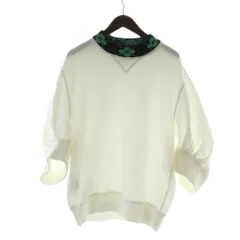 プラダ PRADA スウェット トレーナー 七分袖 ロゴ ニット切り替え 裏毛 XS 白 ホワイト ■GY99 /MQのサムネイル