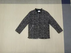 (66-77) SANDRO サンドロ ウール混 羊革バイカラー ジップアップ ジャケットのサムネイル