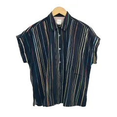 PaulSmith(ポールスミス) 半袖シャツブラウス サイズ40 L レディース美品  - 黒×ライトブルー×マルチ ストライプのサムネイル