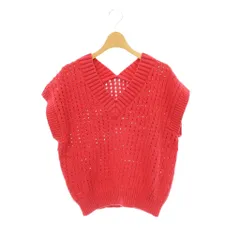 ジャスグリッティー JUSGLITTY 24SS Vネック透かし編みベスト Vネック プルオーバー リネン混 2 ピンク /DO ■OSのサムネイル