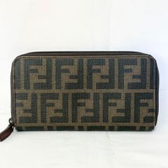 FENDI フェンディ ラウンドファスナー長財布 ズッカ柄 PVC ブラウン
