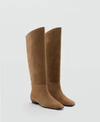 マンゴ レディース シューズ ブーツ・レインブーツ スエード MANGO Womens HighLeg Suede Bootsand サンドのサムネイル