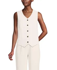 ランズエンド レディース アウター ジャケット・ブルゾン クレープ ベスト Lands End Womens Crepe Button Front Vest Warm ivory アイボリーのサムネイル