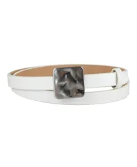 カルバンクライン レディース アクセサリー ベルト Calvin Klein Womenskinny Hammered Plaque Buckle Belt White ホワイトのサムネイル