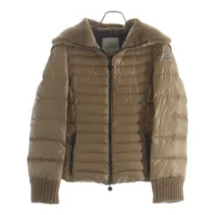 MONCLER (モンクレール) LIERRE GIUBBOTTO ロゴエンブロイダリー リブニット ジップアップ ダウンジャケット レディース ベージュ 112-093-46931-05のサムネイル
