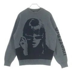HYSTERIC GLAMOUR (ヒステリックグラマー) 20AW LOOKING AT YOU リブ編み クルーネックニット セーター グレー/ブラック 02203NS05のサムネイル
