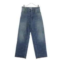 BALENCIAGA (バレンシアガ) ロゴプリント ダメージ加工デニムパンツ インディゴ 600235 TJW90のサムネイル