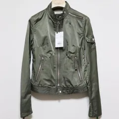 【マウジー】新品未使用 フェイクデリック期 ライダースジャケット レディース S カーキ MOUSSY 前面メタルジップ タグ付 ナイロンコットン仕様 ショート丈 Y2Kのサムネイル