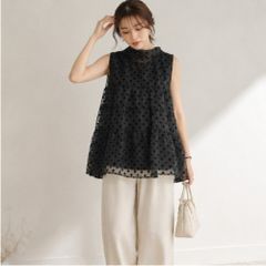AMPLE 立体ローズモチーフ チュールトップス ブラック F | Mercari