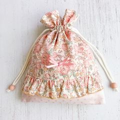 現品☆リバティ フェリシテピンクベージュ×くすみピンク×ワッペン