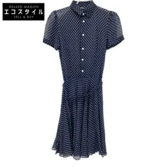 POLO RALPH LAUREN　ポロ ラルフローレン　211591110001 ネイビー ドット シルク100 半袖ワンピース　2のサムネイル