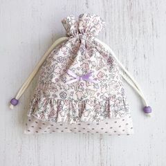 現品☆リバティ フェリシテピンクベージュ×くすみピンク×ワッペン