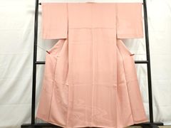 ZY-764 単衣 無地紬 色無地 紬 乾鮭色 しつけ糸付き 高級 お洒落 上質
