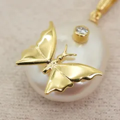 美品 ミキモト K18 バロックパール 蝶々ダイヤ トップ/25-2866のサムネイル