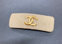 CHANEL シャネル ココマーク キャンバス バレッタ 髪留め ベージュ