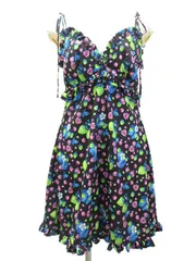 エムエスジーエム MSGM ベリー プリント ワンピース フリル 40 ブラック 黒 キャミソールのサムネイル