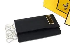 FENDI フェンディ キーケース ズッカ 2270 10163 099 ブラック ナイロン レザー ユニセックス 6連 シルバー金具 美品のサムネイル