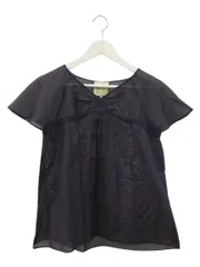 シビラ SYBILLA ブラウス 半袖 フレンチスリーブ 透け Vネック ネイビー 紺 M トップスのサムネイル