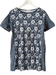 ヒロココシノ HIROKO KOSHINO カットソー チュニック 半袖 花柄 ブルー系 9 トップスのサムネイル