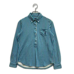 未使用品 レディース パーリーゲイツ PEARLY GATES 長袖ポロシャツ 0(S) ブルー ボタンダウン ストライプのサムネイル