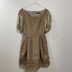 FOXEY フォクシー ワンピース 38 シルク袖 リボンデザイン ベージュ
