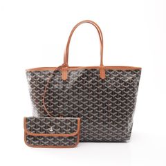 ゴヤール GOYARD トートバッグ サンルイPM ブラック/ブラウン/ホワイト PVCコーティングキャンバス レザー サンルイ PM レディース Used A