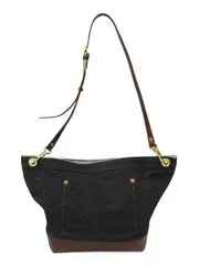 ダブルアールエル RRL レザー デニムショルダーバッグ インディゴブルー 本革 BAG カバン 斜めがけ鞄のサムネイル