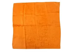 エルメス HERMES カレ45 ミニスカーフ シルク100% オレンジ 絹 ハンカチ ☆AA★のサムネイル