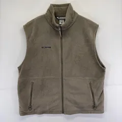 古着 コロンビア Columbia フリース ベスト フルジップ ワンポイント ロゴ 刺繍 アウトドア 大きいサイズ XL  ベージュ メンズのサムネイル