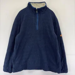 古着 オービス ORVIS ニット ハーフジップ ワンポイントロゴ アウトドア プルオーバー フリース トレーナー S  ネイビー メンズのサムネイル
