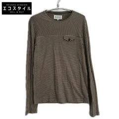 Maison margiela　メゾンマルジェラ　17SS S50GC0447 ベージュ×バーガンディ ボーダー ロングスリーブカットソー　48のサムネイル