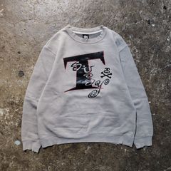 STUSSY 00s ショーンフォントプリントスウェット フロッキープリント
