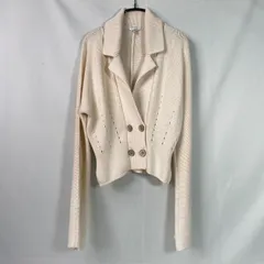 Max Mara 白タグ シルク混 コットンカーディガン ダブル メタルボタン M オフホワイトのサムネイル