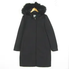 オペークドットクリップ OPAQUE.CLIP 2WAY ロング コート ストレッチ レーヨン ブルーフォックス ファー M ブラック kz12767のサムネイル