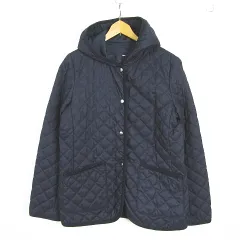 無印良品 良品計画 MUJI キルティング 中綿 ジャケット ミディアム丈 フード付き L ネイビー kz13475のサムネイル