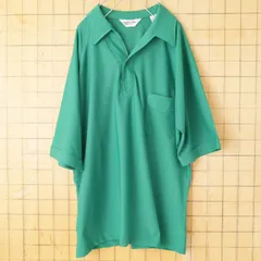 70s 80s USA MORRO BAY JCPenney オープンカラーポロシャツ メンズXL グリーン 半袖 ポリエステル アメリカ古着　050725ss240のサムネイル