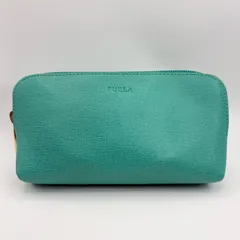 FURLA フルラ ポーチ 緑 グリーン ターコイズ レザー コスメ 化粧ポーチ 小物入れのサムネイル