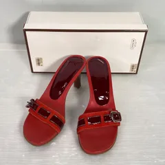 ヴィンテージ  COACH・コーチ ヒールサンダル レッド レザー  &エナメル 24.0㎝相当のサムネイル