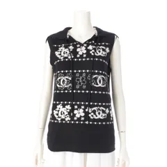 シャネル カシミヤ コットン ココマーク クローバー フーデット ニット ベスト パーカー トップス P68148 ブラック×ホワイト 38【中古】のサムネイル