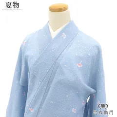 【週末セール｜30%OFF】 夏着物 絽小紋 小紋 レディース ポリエステル 水色 たたき染め風 飛び柄 花柄 身丈168cm 裄丈64cm カジュアル お出かけ 街歩き ランチ Mサイズ相当 即日発送 のサムネイル