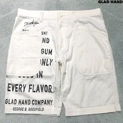 GLAD HAND CHEWING GUM-SHORTS ショートパンツ ハーフパンツ ワークショーツ ヘリンボーン プリント XLサイズ アイボリー オフホワイト 白系 グラッドハンドのサムネイル