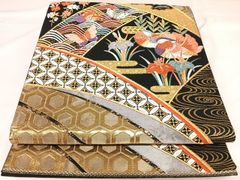 平和屋着物○男性 本場筑前博多織 角帯 霞文 正絹 逸品 CABF0259ak