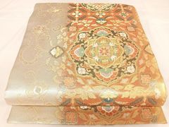 平和屋着物○男性 本場筑前博多織 角帯 霞文 正絹 逸品 CABF0259ak